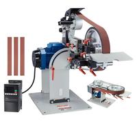 Affûteuse de bande VEVOR, polisseuse de bande 72 x 2 pouces à vitesse variable et VFD, affûteuse de couteaux 1500 W avec 3 formes d'affûtage et 3 bandes abrasives pour le travail des métaux, compatibl