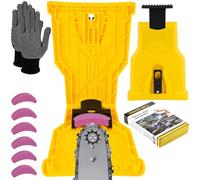 Affuteuse de Chaine Tronconneuse, Universel Affuteur Chaine Tronçonneuse, Aiguiseur Chaine Tronconneuse avec 6 Pierres à Aiguiser et 1 Paire de Gants, Rapide Aiguiseur Chaîne Outil pour Bûcherons