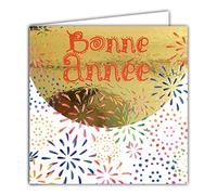 Afie 23054 Carte Carrée Bonne Année Meilleurs Vœux en Or Doré Brillant Fêtes de fin d'année - Avec Enveloppe Blanche