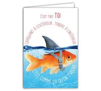 AFIE 69-6217 Carte pour TOI Message Humoristique avec Enveloppe Illustrée format 17,5x12cm Poisson Rouge Animal Drôle Amusant Rigolo Déguisé avec un aileron de Requin Création Fabrication française