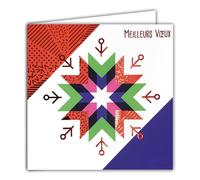 Afie Carte Carrée Meilleurs Vœux Rouge Brillant avec Enveloppe Blanche 15x15cm - Flocon étoile Coloré Géométrique Bonne Année Hiver - Fabriqué en France