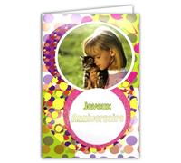 AFIE Carte Joyeux Anniversaire pour Petite Fille Chat Chaton Paillettes Pois Colorés Enveloppe 12x17,5cm 67-1017/1