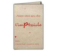 Afie CIT-1013 Carte Citation sur papier naturel fibré avec Enveloppe J’aime celui qui rêve l’impossible Goethe Second Faust - Fabriqué en France sur du papier issu de forêts gérées durablement