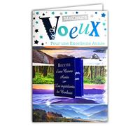 Lot 10 Cartes identiques Bonne Année Meilleurs Vœux livré avec 10 Enveloppes adaptées au Format 12x17,5cm Souhaits d'Hiver Fêtes de Fin d'Année Noël Nouvel An Décembre Janvier LOT10-61-4088-B BA