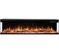 AFLAMO Unique-cheminée électrique encastrable/Mur/Effet de Flamme réaliste/bûches en céramique/Fonction de Chauffage/Technologie LED ((183x43x20))