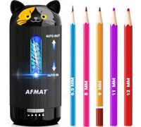 AFMAT Taille-crayon électrique entièrement automatique pour tous les | Rechargeable avec batterie de 2500 mAh, 5 niveaux de netteté, entrée et sortie automatique, 10 000+, grande boîte à copeaux