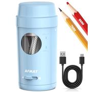 AFMAT Taille-crayon électrique entièrement automatique, rechargeable avec récipient pour crayons fins de 7 à 8 mm d'épaisseur, entrée et sortie automatique, pour la maison, le bureau, l'école, bleu