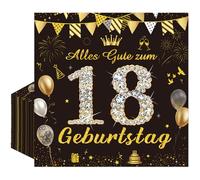 Afritee Lot de 50 serviettes de table pour 18e anniversaire garçon - Noir et doré - Décoration d'anniversaire pour garçon - Mouchoirs en papier - Décoration de table - Décoration de fête