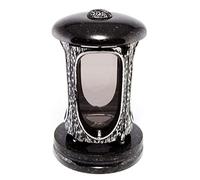 Afterglow Élégante lanterne funéraire en granit suédois noir - Hauteur : 23 cm - Diamètre : 15 cm - Lanterne funéraire en granit - Avec socle - Décoration funéraire