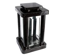 Afterglow Monument de lampe funéraire de haute qualité en véritable granit suédois noir - 25,5 cm/Ø 14,5 cm - Lampe funéraire - Lanterne en granit socle en bronze - Décoration funéraire