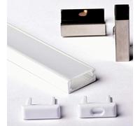 Aftertech 1 mètre 1506B 15x6mm Profilé en aluminium blanc plat avec couvercle 1m pour bandes et ruban LED - Barre rigide de 1 m + couvercle opaque (1x 1m 1506B fog)