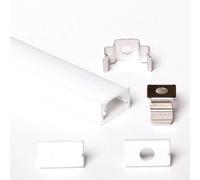 AFTERTECH 1 x 2 m 1207B 12 x 7 mm profil aluminium blanc minimal pour bandes LED barre rigide entière 2 m + couvercle blanc (1 x 2 m 1207 blanc milk)
