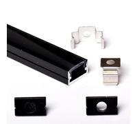 AFTERTECH 1 x 2 m 1207N 12 x 7 mm profil aluminium noir minimal pour bandes LED barre rigide entière 2 m + couvercle noir (1 x 2 m 1207 noir noir)