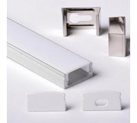 AFTERTECH 1 x 3 mètres 1708 17 x 8 mm profil aluminium argenté pour bandes LED barre rigide 3 m + couvercle blanc (1 x 3 mètres 1708 milk)