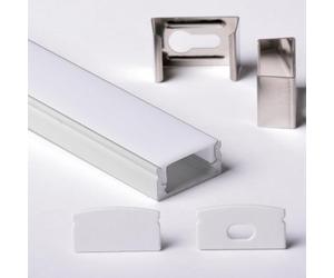 AFTERTECH 1 x 3 mètres 1708 17 x 8 mm profil aluminium argenté pour bandes LED barre rigide 3 m + couvercle blanc (1 x 3 mètres 1708 milk)