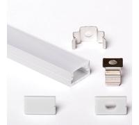 Aftertech 1x 3 mètres 1207 12x7 mm Profilé en aluminium argenté minimal pour bandes LED - Barre rigide entière de 3 m + Couverture opaque (1x 3 mètres 1207 fog)