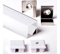 AFTERTECH 3 mètres 1616F 16 x 16 mm profil aluminium angulaire avec couvercle carré en L pour bandes LED barre rigide 3 m + coque opaque (1 x 3 m 1616 F fog)