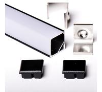 AFTERTECH 3 mètres 1616FN 16 x 16 mm profil aluminium noir angulaire avec couvercle carré en L pour bandes LED barre rigide 3 m + coque opaque (1 x 1616FN fog)
