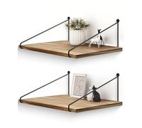 Afuly Grandes Étagères Murales Profondes en Bois Noir, 42 x 30 cm, Lot de 2 | Équerres métalliques noires, grande profondeur pour livres, plantes, cadres et objets déco, salon, chambre, cuisine, bureau
