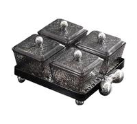 AFXGUSD Assiette Compartimentée Camship pour Apéritifs, Plateau à Apéritifs, Assiette de Rangement pour Noix, Idéale pour Les Fêtes, 4 Pièces Gris