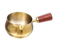 AFXGUSD Bol à Sauce En Acier Inoxydable, Assiette à Salade de Tomates, Manche En Bois, Ustensile de Cuisine Occidentale, Bol à Sauce pour La Cuisson Du Lait, or, 120 Ml