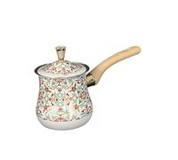 AFXGUSD Cafetière Turque à Long Manche pour Chauffer Le Lait et Faire Fondre Le Beurre, Motif Rouge, 900 ML