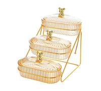 AFXGUSD Coupe à Fruits avec Couvercle pour Les Célébrations de Mariage et Comme Décoration Intérieure, Amber 3 couche