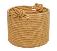 AFXGUSD Panier de Rangement Rond pour La Maison, avec Poignées, Pliable et Portable, pour Fruits et Légumes, Marron 30x18cm