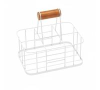 AFXGUSD Support Bouteilles Panier Organisateur de Rangement en Métal Structure Ajurée Séparateur de Boissons Taille Compacte pour Cuisine Table Salle à Manger, Blanc