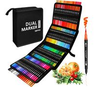 AFXXE Feutres Coloriage Adulte, 120 Couleurs Aquamarker Feutre Set, Feutre Double Pointe Aquarelle Enfant Pour Dessin, Manga, Doodling, Scrapbooking, Feutres a Eau Avec 3 Modèles