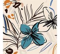 AG ART Coussin - fleurs bleues et fougère sur fond beige - 45 cm x 45 cm Multicolors G