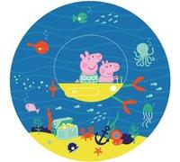 AG ART Papier peint intissé auto-adhésif rond Peppa pig avec sa famille sous l'eau - 70 x 70 cm Multicolors G