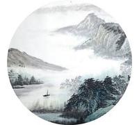 AG ART Papier peint intissé auto-adhésif rond Thème Aquarelle Orientale - 70 x 70 cm Multicolors G
