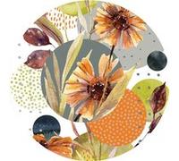 AG ART Papier peint intissé auto-adhésif rond Thème Fleurs Et Formes - 70 x 70 cm Multicolors G