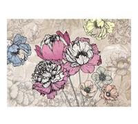 AG ART Papier peint mural intisse Pivoines au crayon 360x270 cm Multicolors