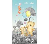 AG ART Poster intissé - animaux de la foret en noir et blanc - ourson, lapin, renard - 150 x 270 cm Multicolors G