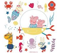AG ART Sticker - Peppa pig et sa famille dans l'eau - 1 planche 65 x 85 cm Multicolors G