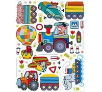 AG ART Sticker Train, tracteurs et autre engis - 1 planche 65 x 85 cm Multicolors G