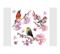 AG ART Stickers 3 oiseaux posés sur des fleurs de Sakura - 1 planche 30x30cm Multicolors G