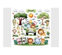 AG ART Stickers Animaux dans une voiture avec 2 arbres - 1 planche 30x30 cm Multicolors G