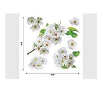 AG ART Stickers Fleurs blanches et feuilles de pommier - 1 planche 30x30cm Multicolors G