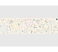 AG Design Bordure Autocollante Espace Dessiné Beige, AWBD 8534 | Étanche Décoratif pour Chambre d’Enfant | Bordure Murale pour Fille et Garçon | Film, Multicolore | Largeur 500 cm x Hauteur 13.8 cm