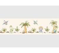 AG Design Bordure Autocollante Petit T-Rex Avec Ses Amis Sur Fond Beige, AWBD 8514 | Étanche Décoratif pour Chambre d’Enfant | Bordure Murale | Film, Multicolore | 500 cm x 13.8 cm