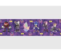 AG Design Bordure Autocollante Sonic Prime, AWBD 8040 | Étanche Décoratif pour Chambre d’Enfant | Bordure Murale pour Fille et Garçon | Film, Multicolore | Largeur 500 cm x Hauteur 13.8 cm