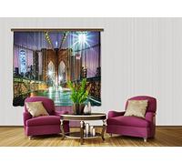 AG Design fcsxl 4817 Brooklyn Bridge, voilage/Rideau, 2 pièces Plastique Multicolore 140 x 245 cm