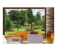 AG Design - Papiers Peint Photo - Fenêtre dans Jardin - Tapisserie Photo - Poster Photo géant - 360x254 cm - 4 lés - FTS 1314 G