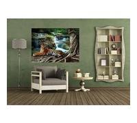 AG Design - Papiers Peints intissé - Tigre et Mur d'eau- Tapisserie Photo - Poster Photo géant - 160x110 cm - 1 lés - FTNM 2652 G