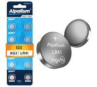 AG3 LR41 Lot de 10 piles bouton alcalines LR736 1,5 V Alpalium pour montres, calculatrices, compteurs et thermomètres