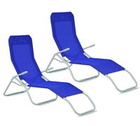 Aga 2x Chaise longue de jardin SIESTA Bleu foncé