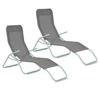 Aga 2x Chaise longue de jardin SIESTA Grise